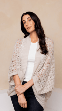 Open Weave Cocoon Shawl Ecru