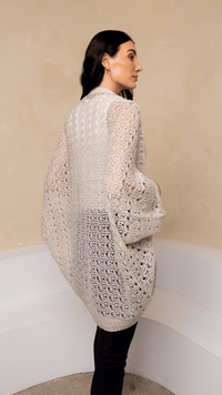 Open Weave Cocoon Shawl Ecru