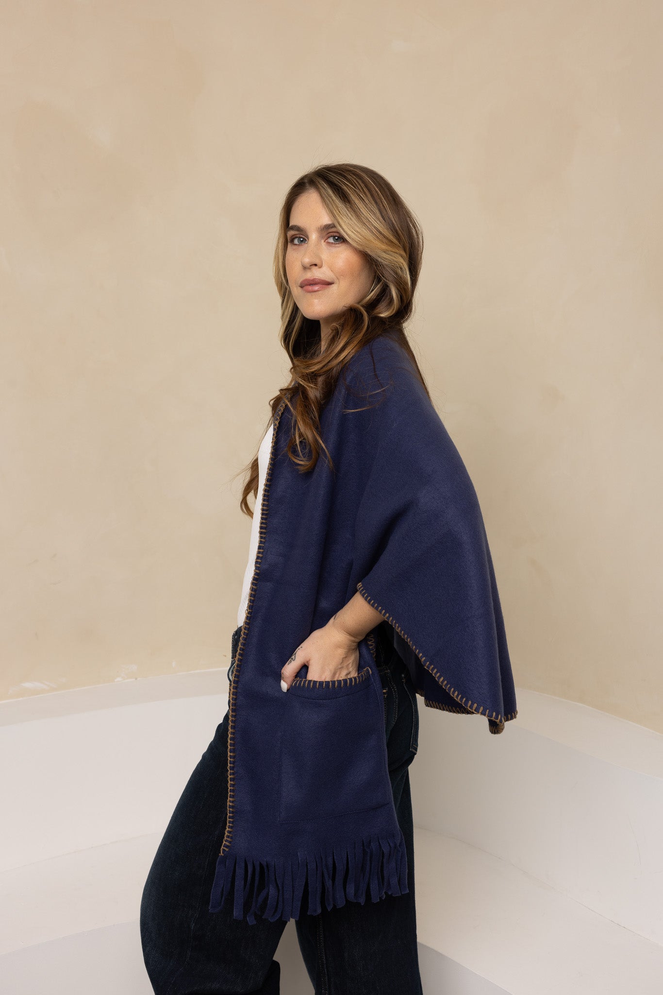 Navy Fleece Traveler Wrap