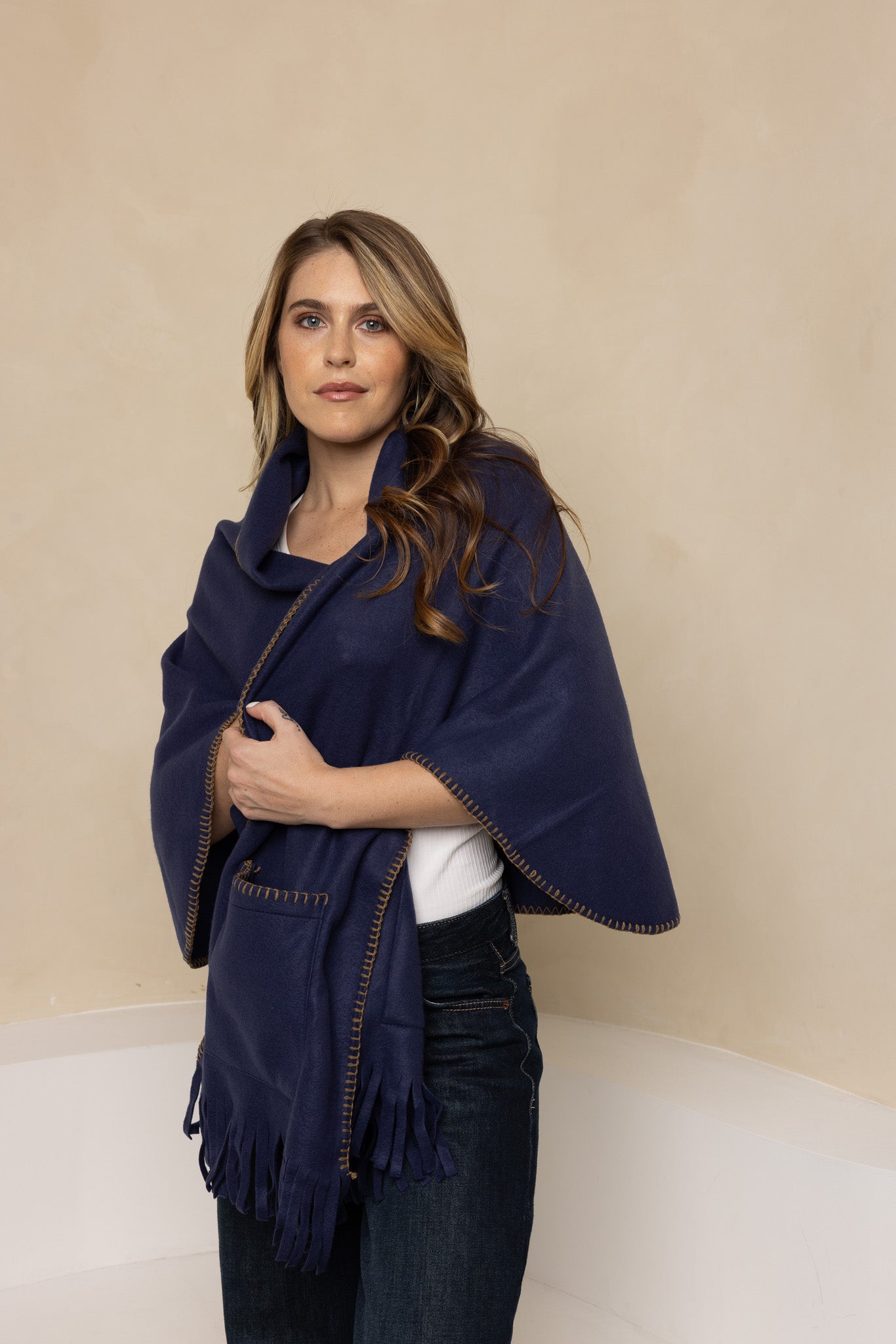 Navy Fleece Traveler Wrap