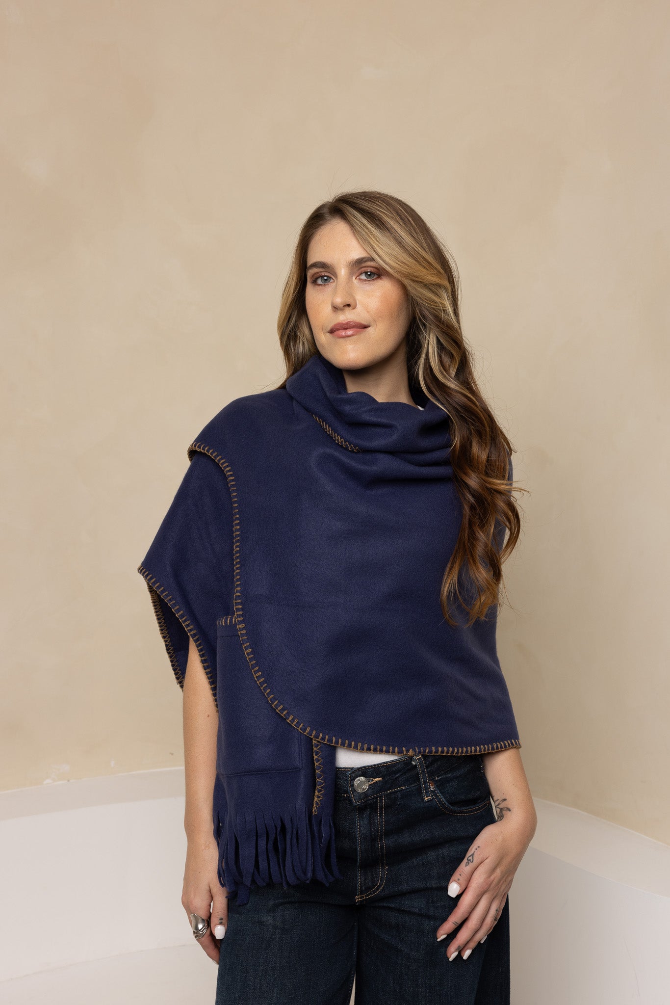 Navy Fleece Traveler Wrap