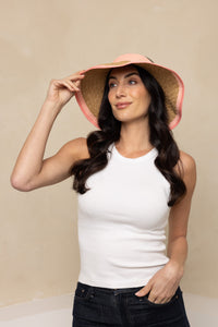 Roll-Up Straw Visor - Pink