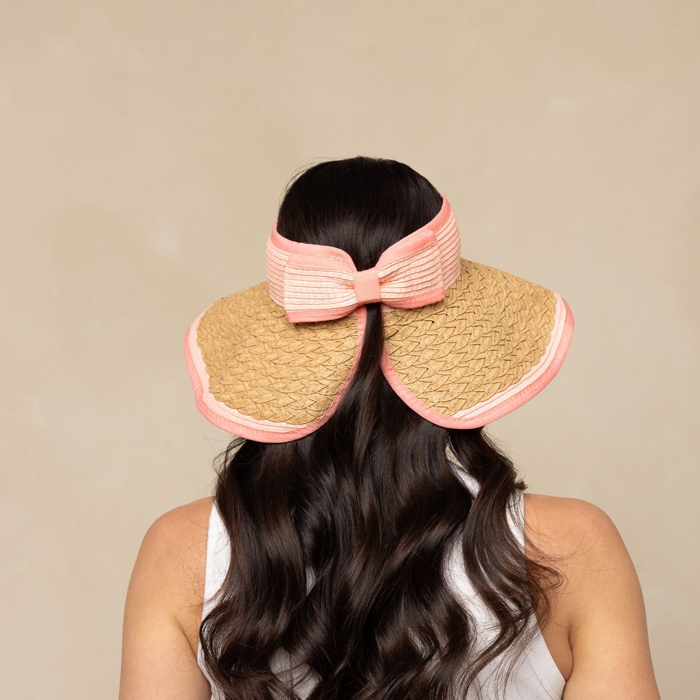 Roll-Up Straw Visor - Pink