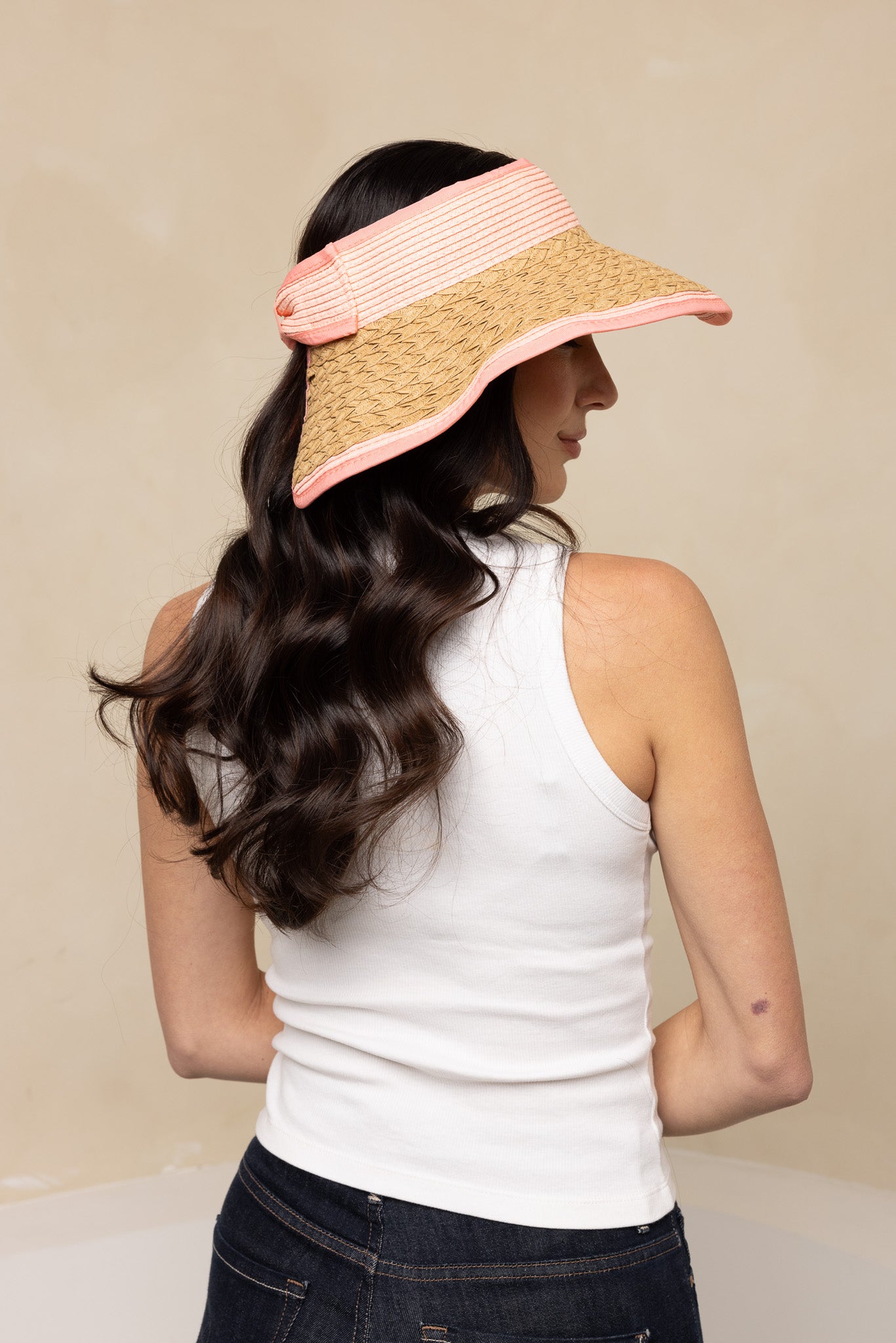 Roll-Up Straw Visor - Pink