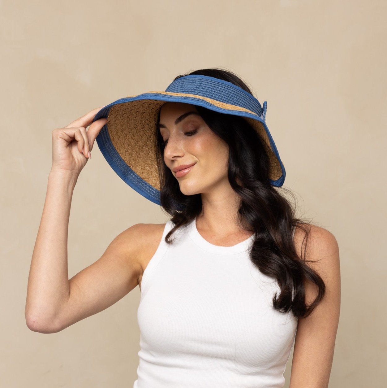 Roll-Up Straw Visor - Blue