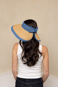 Roll-Up Straw Visor - Blue