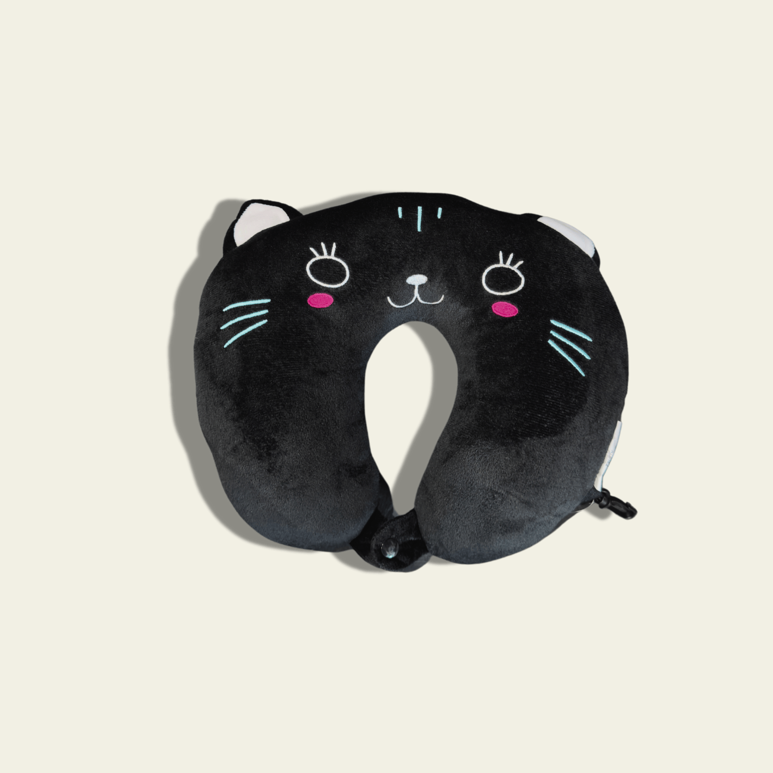 This adorable neck pillow for kids is designed to provide comfort and support during travel. Shaped like a cute black cat, it offers a fun and cozy experience for children while they rest on long car rides, flights, or during naps. The soft and plush material ensures comfort, while the pillow’s ergonomic design helps support the neck for a more relaxed journey.