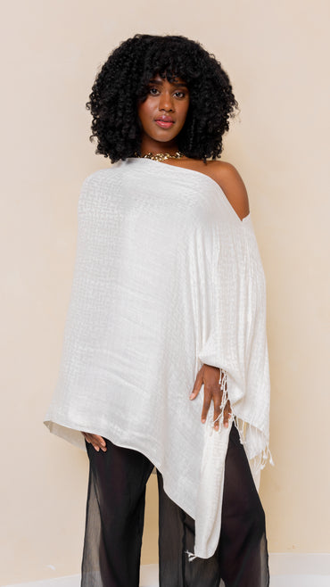 White Jacquard Poncho