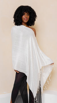 White Jacquard Poncho