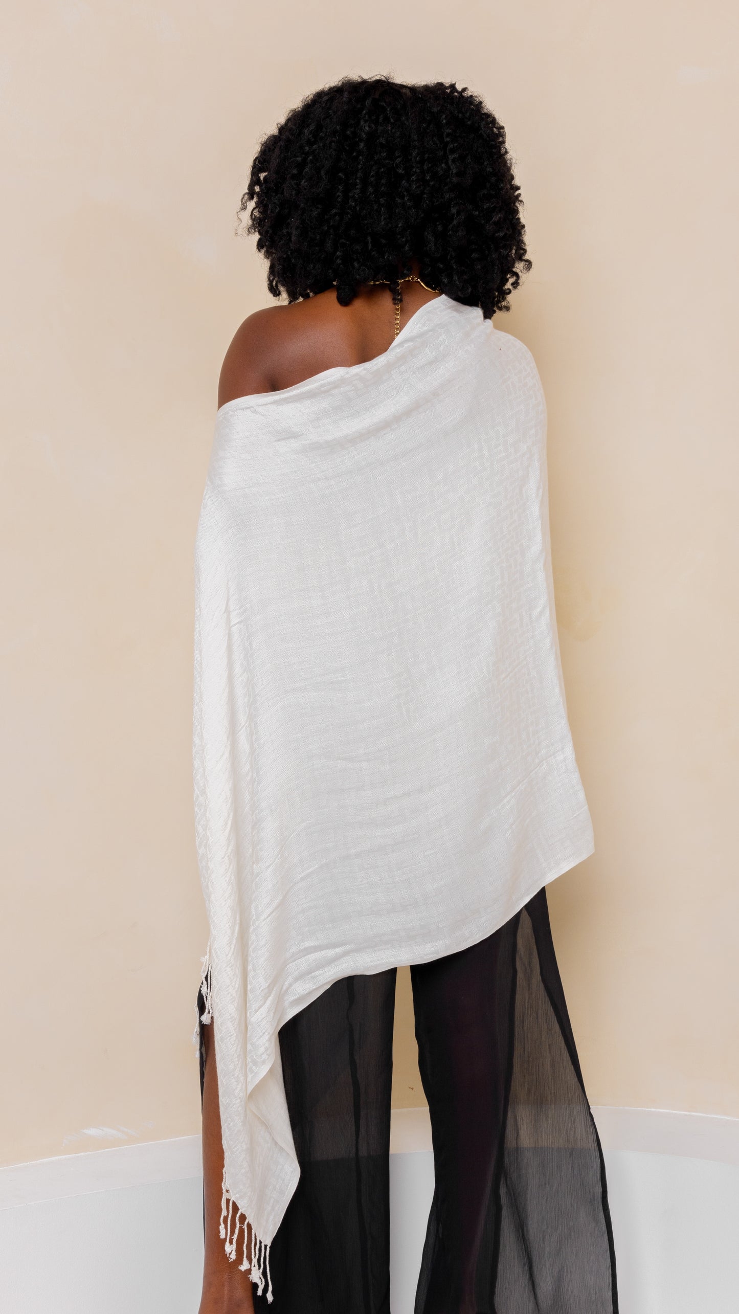 White Jacquard Poncho