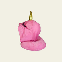 This adorable neck pillow with a hood for kids is designed to provide comfort and support during travel. Shaped like a cute pink unicorn, it offers a fun and cozy experience for children while they rest on long car rides, flights, or during naps. The soft and plush material ensures comfort, while the pillow’s ergonomic design helps support the neck for a more relaxed journey.